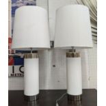 TABLE LAMPS, a pair, contemporary oversized design, with white shades, 91cm H x approx in all. (2)