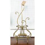 READING RACK, 78cm H, vintage 20th century musical note design, gilt metal.