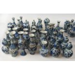 MINIATURE VASES, a collection of fifty, 15cm H, Chinese export style blue and white ceramic,