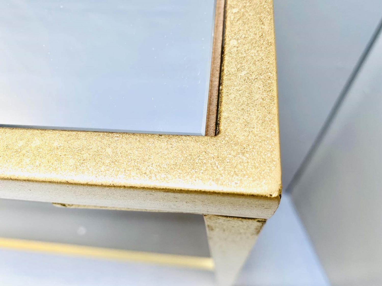 CONSOLE TABLE, 79cm H x 152cm W x 25.5cm D, mirrored glass top, gilt metal frame with stretcher to - Image 2 of 3