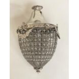 HALL LANTERN, chromed metal and crystal of baguette form, 50cm H.