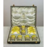 A CASE SET OF SPODE COPELAND CHINA COFFEE CUPS AND SAUCERS, yellow gourd having gilt foliate pattern
