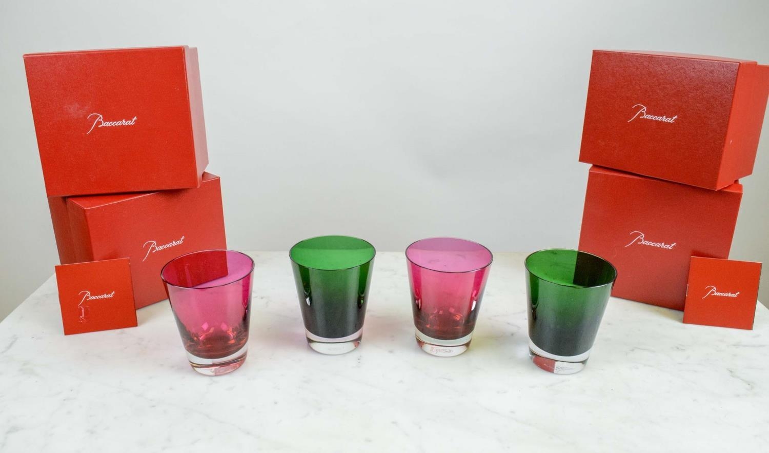 BACCARAT 'MOSAIQUE' TUMBLER GLASSES, a set of four, two red and two green in festive spirit - Image 3 of 7