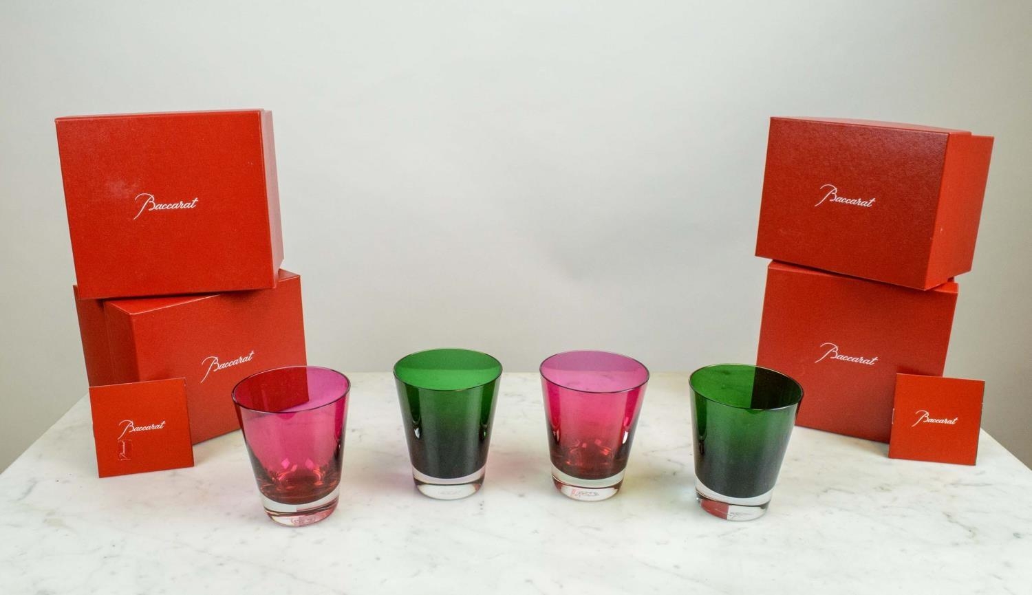 BACCARAT 'MOSAIQUE' TUMBLER GLASSES, a set of four, two red and two green in festive spirit - Image 4 of 7