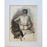 BORIS SPORYKHIN (1928-2020) 'Stead male study' 1950, pencil, wash/paper, 40cm x 30cm.