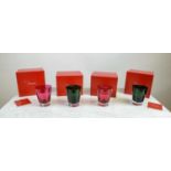 BACCARAT 'MOSAIQUE' TUMBLER GLASSES, a set of four, two red and two green in festive spirit