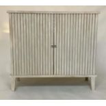 CABINET, Modern 'Gustavian style' grey painted with all over reeded front panelled doors and