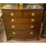 BOWFRONT CHEST, 104cm H x 104cm W x 50cm D, 19th century mahogany of five drawers.