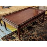 COFFEE TABLE, 121cm W x 50cm H x 72cm D, with mahogany pierced gallery.