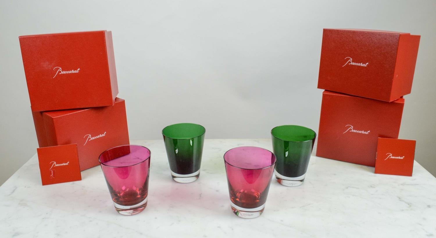 BACCARAT 'MOSAIQUE' TUMBLER GLASSES, a set of four, two red and two green in festive spirit - Image 2 of 7