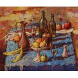 SERGEI PATIKOVSKI (born in 1962, Ukrainian) 'Still life with Jags and Fruits', oil on canvas, 80cm x