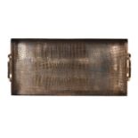 COCKTAILS TRAYS, a pair, 48cm x 23cm x 8cm, faux crocodile design on gilt metal. (2)