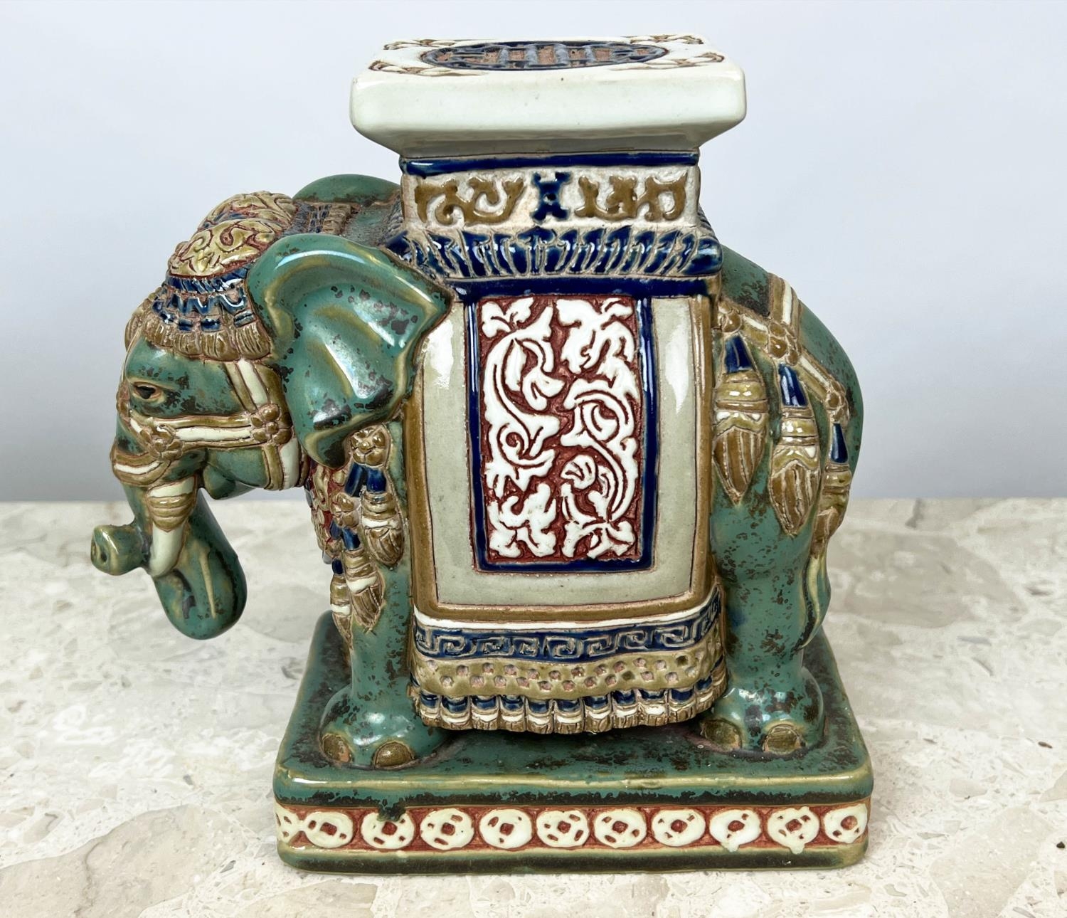 ASIAN CERAMICS, to include two elephant stands and a pair of dogs of foo, largest 39cm H x 50cm. (4) - Image 3 of 6