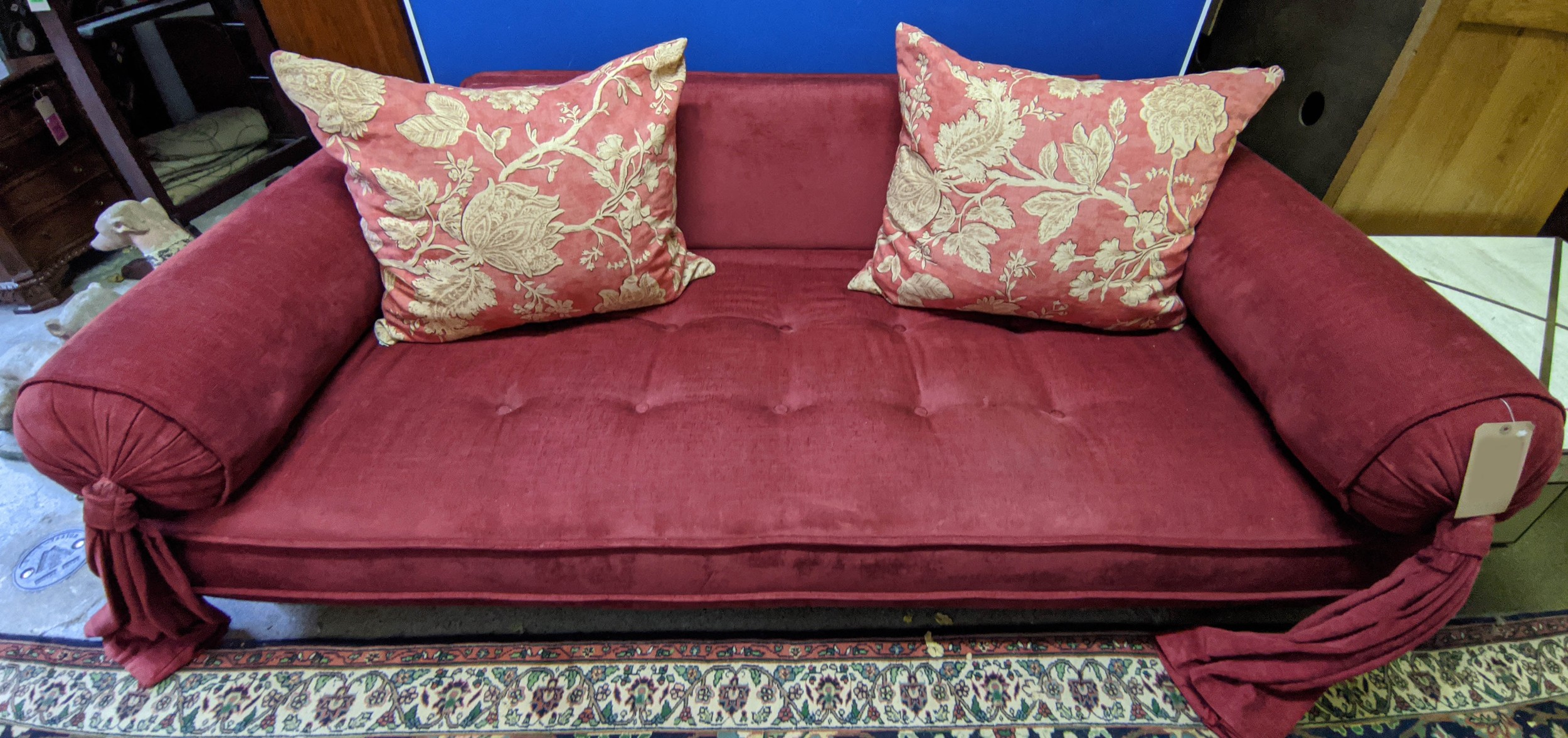 DAYBED, 210cm L x 73cm H with Colefax and Fowler upholstery and bolster type arms having two leaf - Image 2 of 7