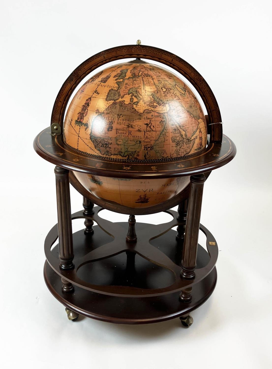 'GLOBE' COCKTAIL CABINET in Georgian manner, approx 65cm D x 97cm D. - Image 2 of 7