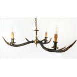 ANTHONY REDMILE STYLE ANTLER CHANDELIER, 40cm drop, gilt fittings, natural finish. (2)