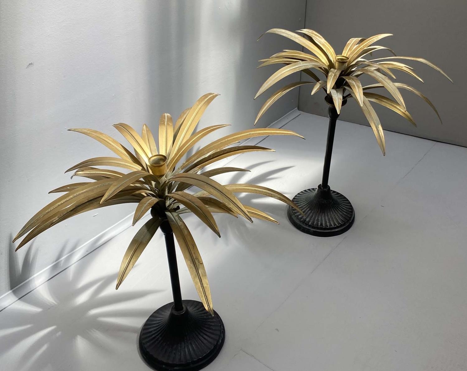 PALM TREE CANDELABRAS, a pair, 46cm H. - Image 3 of 6