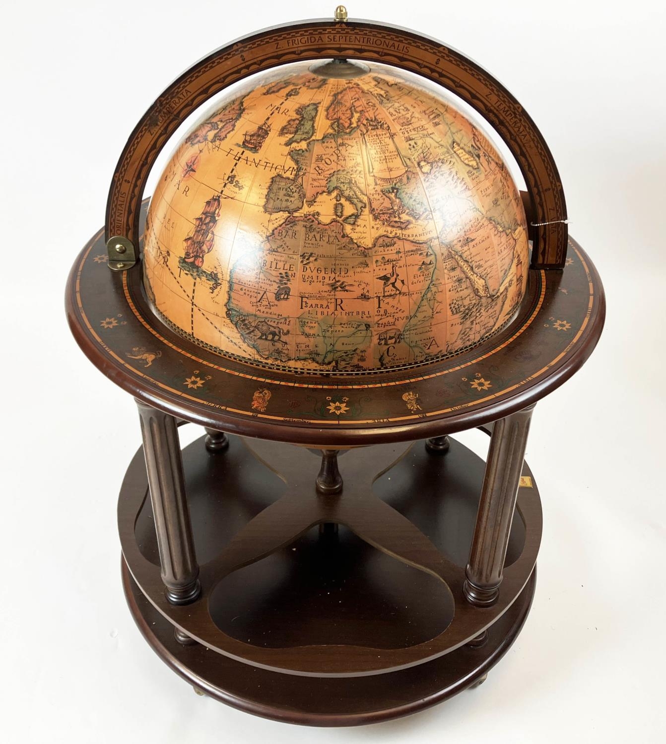 'GLOBE' COCKTAIL CABINET in Georgian manner, approx 65cm D x 97cm D.