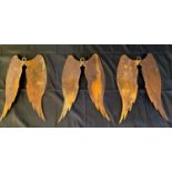 ANGEL WINGS WALL PLAQUES, set of three, 38cm x 63cm, with oxidised. (2)