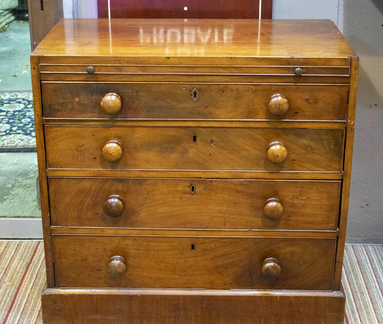 CHEST, 80cm H x 84cm W x 48cm D, George III mahogany with brushing slide above four drawers.