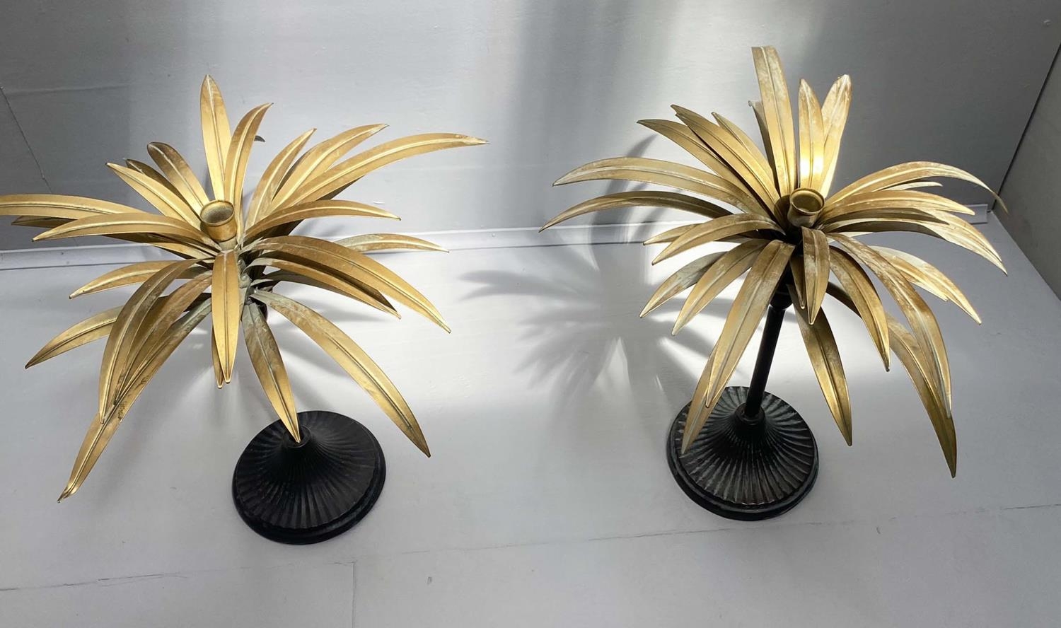 PALM TREE CANDELABRAS, a pair, 46cm H. - Image 2 of 6