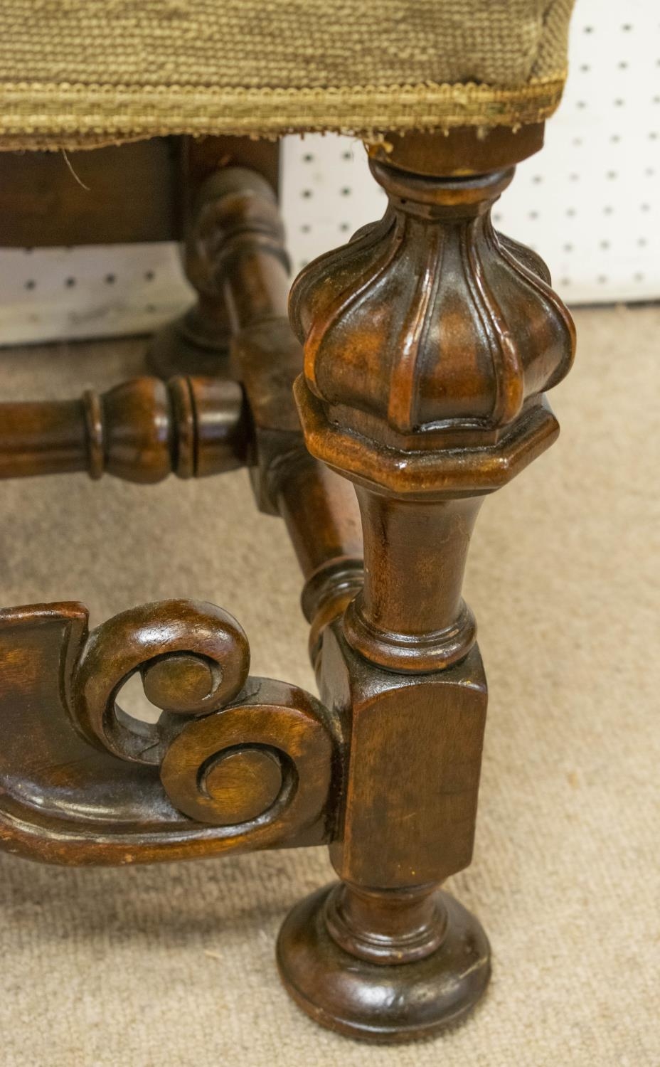 STOOL, 45cm H x 53cm x 47cm, late 19th century William & Mary style walnut with needlework - Image 4 of 5