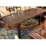 CHINESE DINING TABLE, 199cm L x 76cm H x 84cm D elm with a rectangular mitred top on grooved