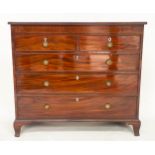 SCOTTISH HALL CHEST, early 19th century mahogany of adapted shallow proportions with two short above