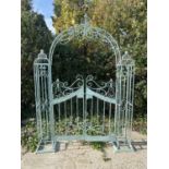 ARCHITECTURAL GARDEN GATE, Regency style, faux verdigris finish, 250cm H x 185cm W x 38cm D.