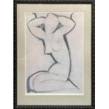 AFTER AMEDEO MODIGLIANI, 'Kneeling woman', offset lithographic print, 104cm x 83cm, framed and