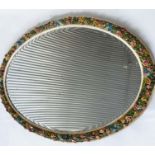 BARBOLA WALL MIRROR, early/mid 20th century large oval flower encrusted frame, 112cm W x 85cm H.