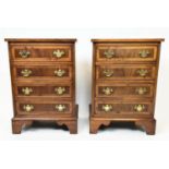 BEDSIDE CHESTS, a pair, George III design yew wood and crossbanded, each with four drawers, 63cm H x