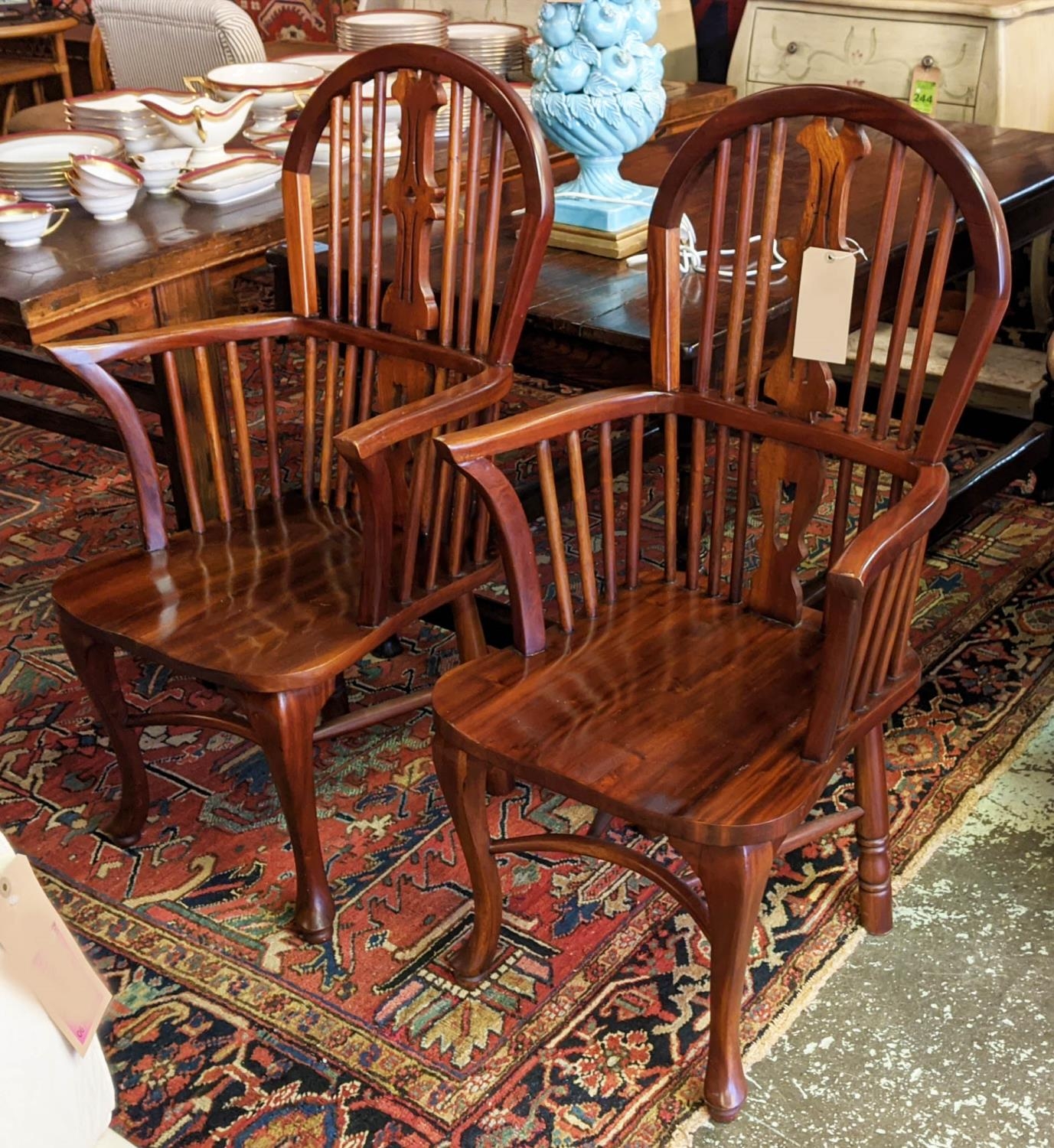 WINDSOR ARMCHAIRS, 110cm H x 60cm W, a pair, Georgian style hardwood. (2)