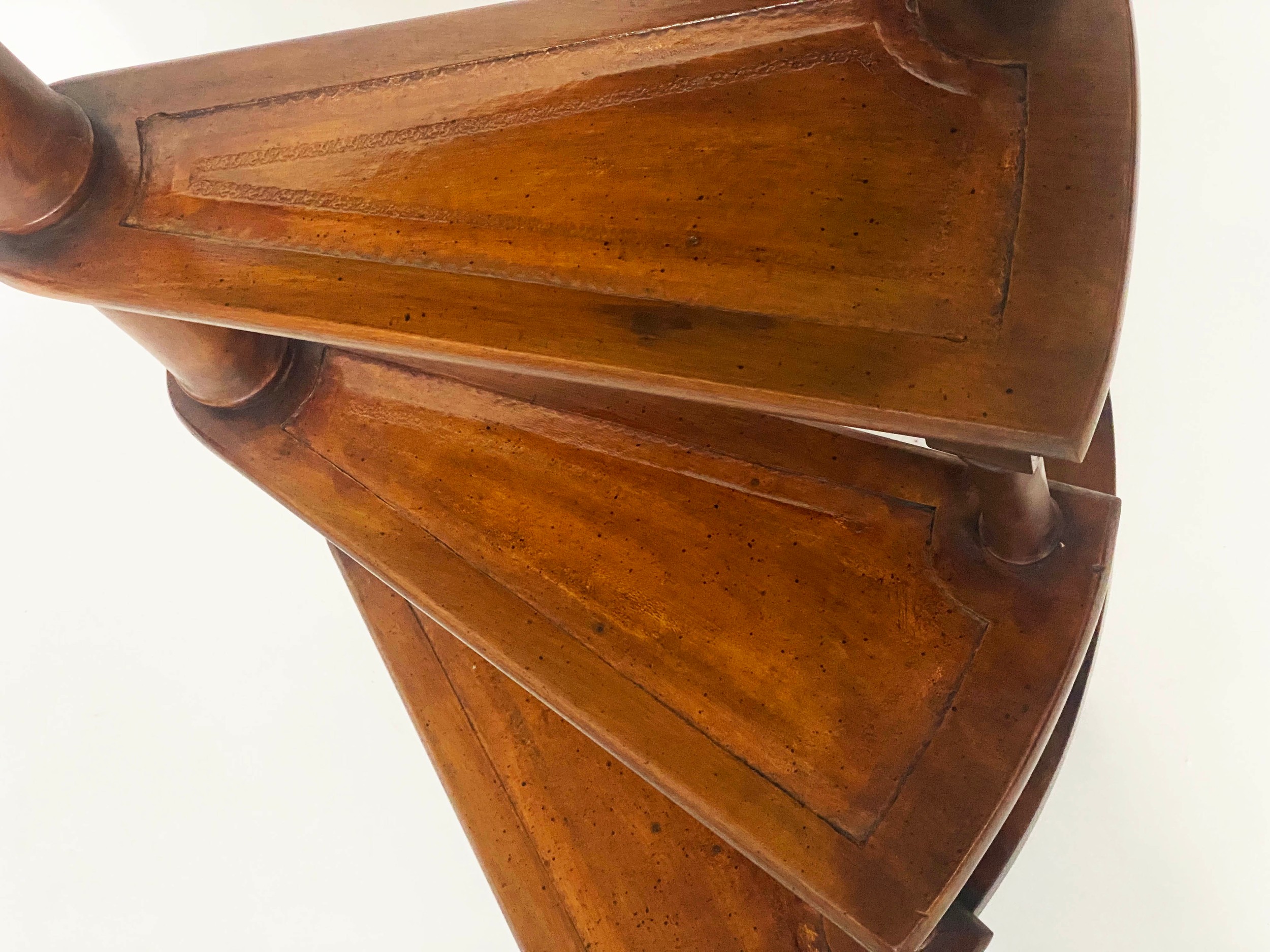 SPIRAL LIBRARY STEPS, George III style mahogany with four spiral gilt tooled leather treads and - Image 5 of 6