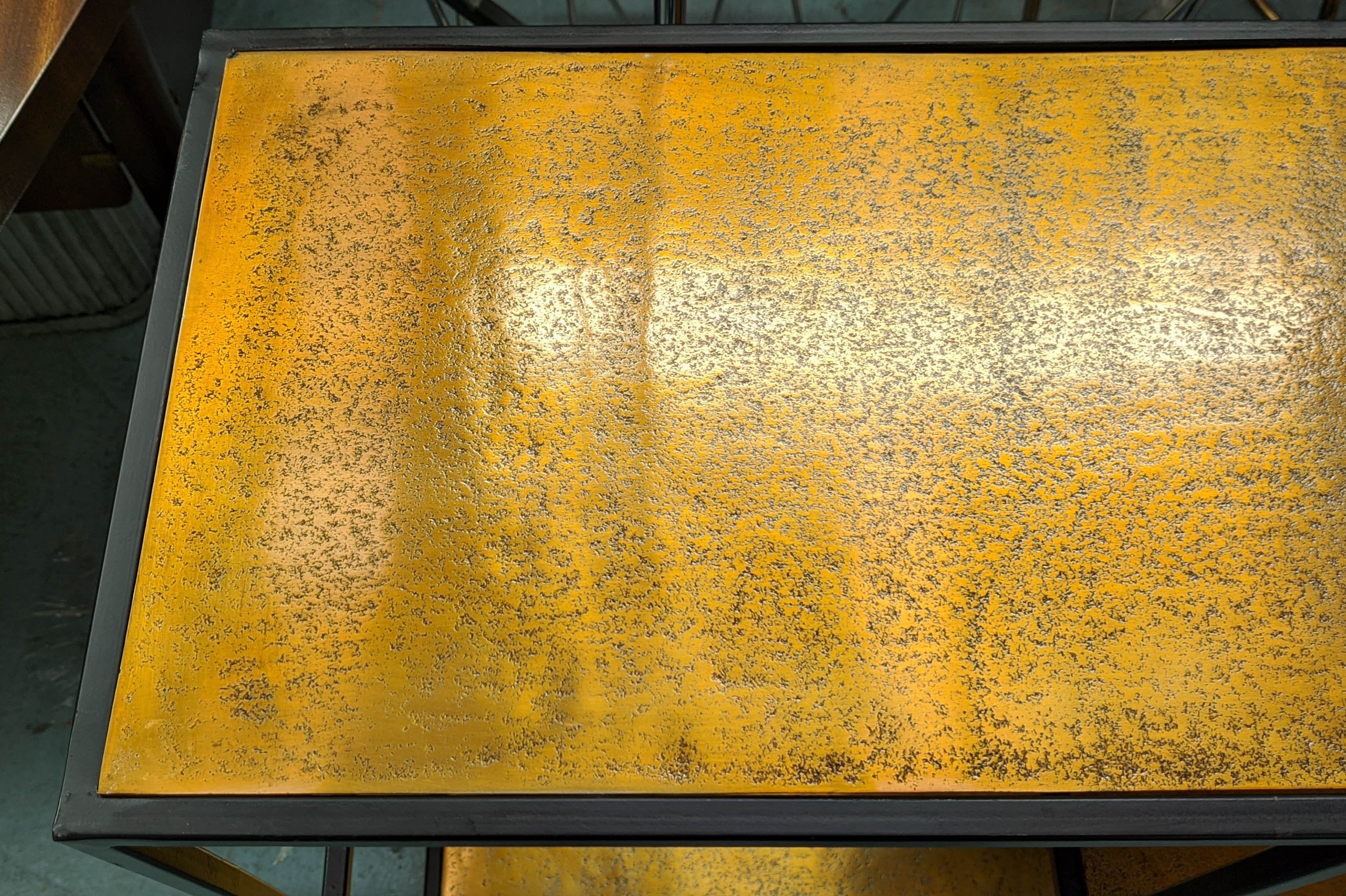 ETERRERE 1960s, French style, gilt metal shelves, 140cm x 31cm x 84cm. - Image 2 of 4