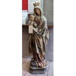MADONNA AND CHILD, 130cm H, sculptural resin study, aged polychrome finish.