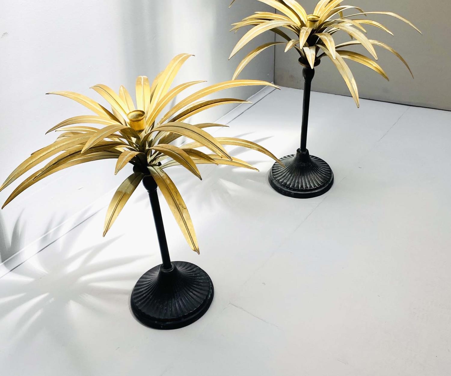 PALM TREE CANDELABRAS, a pair, 46cm H. - Image 4 of 6