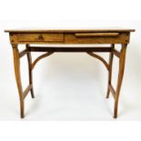 FIELD OFFICERS CAMPAIGN DESK, early 20th century oak with single frieze drawer and brushing slide,