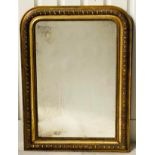 OVERMANTEL MIRROR, 81cm W x 112cm H, 19th century French giltwood and gesso moulded, arched beaded