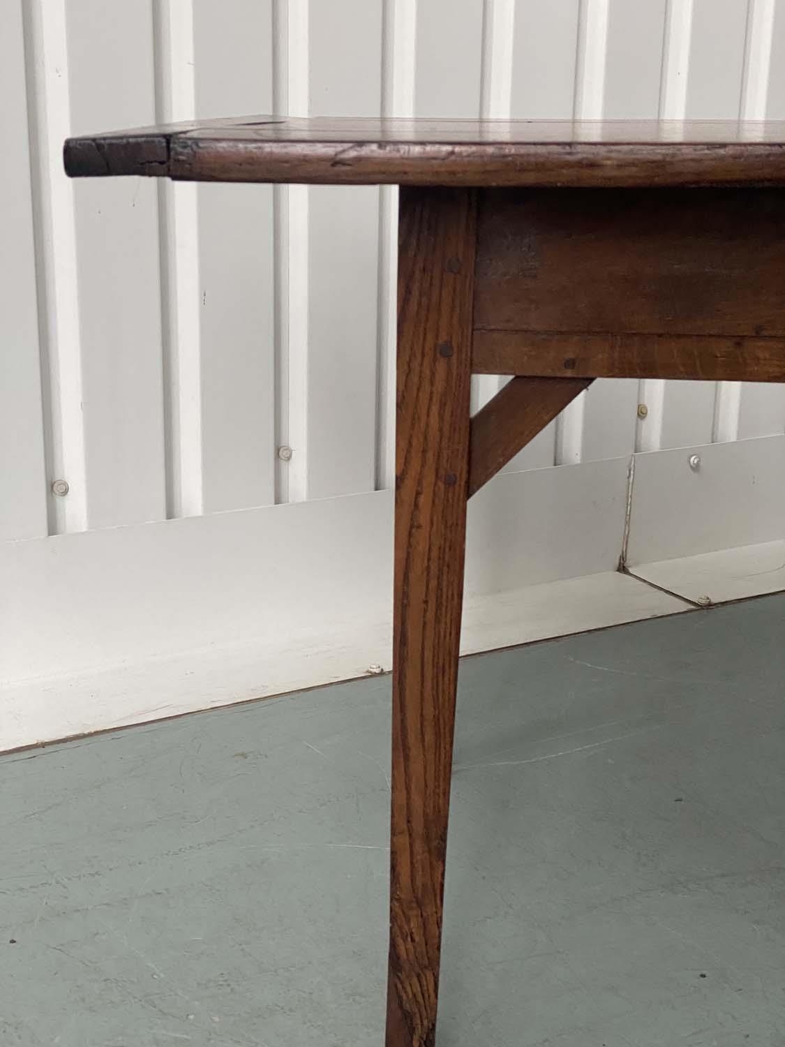 FARMHOUSE TABLE, 19th century French oak planked and cleated with square supports and frieze drawer, - Image 8 of 9