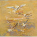 CONTEMPORARY SCHOOL, a set of two, seagulls, oil on canvas, 150cm x 120cm at largest. (2)