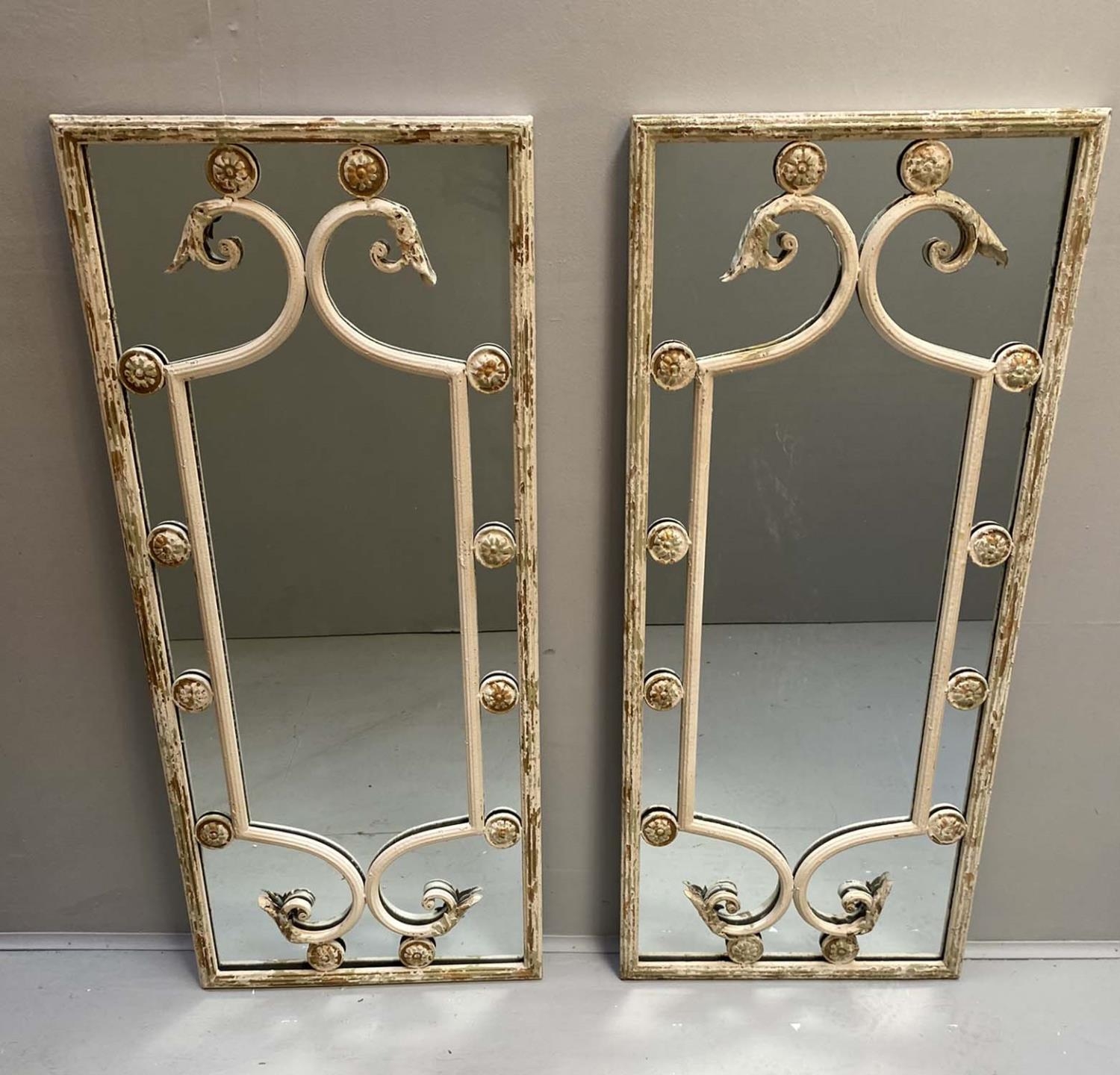 ARCHITECTURAL WALL MIRRORS, pair, 111cm H x 48cm W, in the Italian style, white painted. (2) - Image 4 of 4