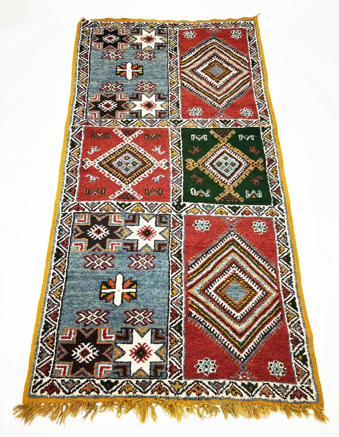 MOROCCAN RUG, 215cm x 111cm, vintage hand knotted wool.