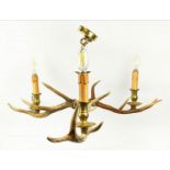 ANTHONY REDMILE STYLE ANTLER CHANDELIER, 40cm drop approx, dark stained finish.