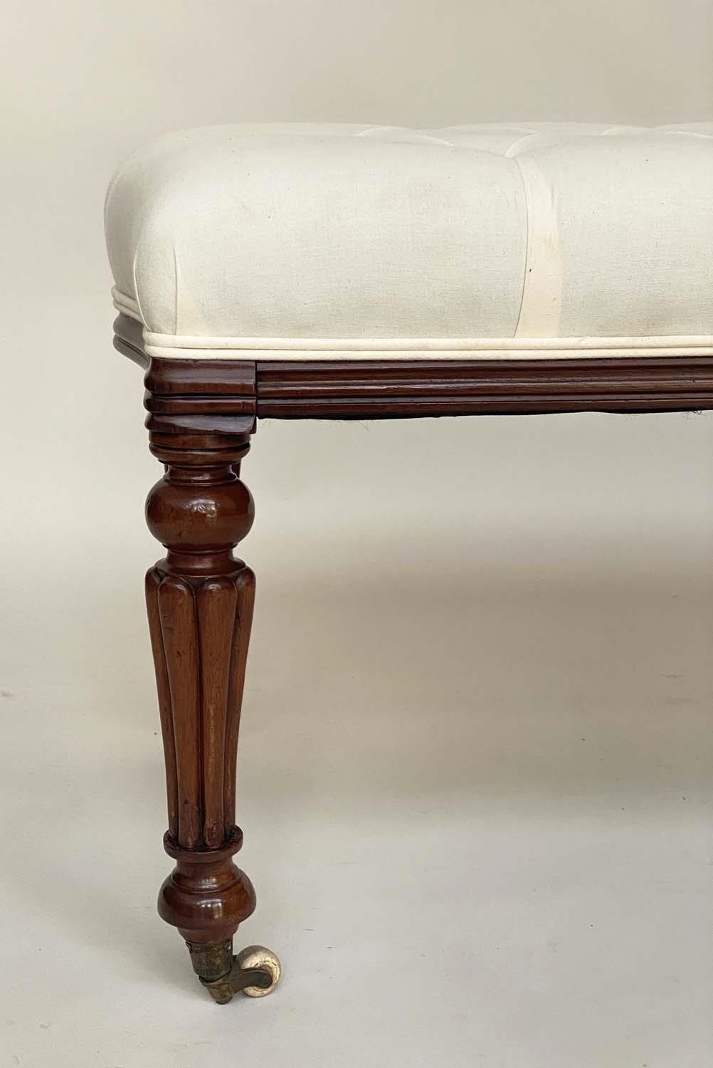 WINDOW SEAT, 19th century mahogany adapted with rectangular calico buttoned upholstery and reeded - Image 3 of 7