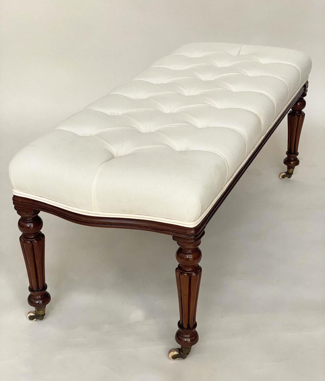 WINDOW SEAT, 19th century mahogany adapted with rectangular calico buttoned upholstery and reeded - Image 5 of 7