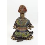 FALI FERTILITY DOLL, Chad/Cameroon with multi coloured beaded decoration and cowerie shells, 52cm H.