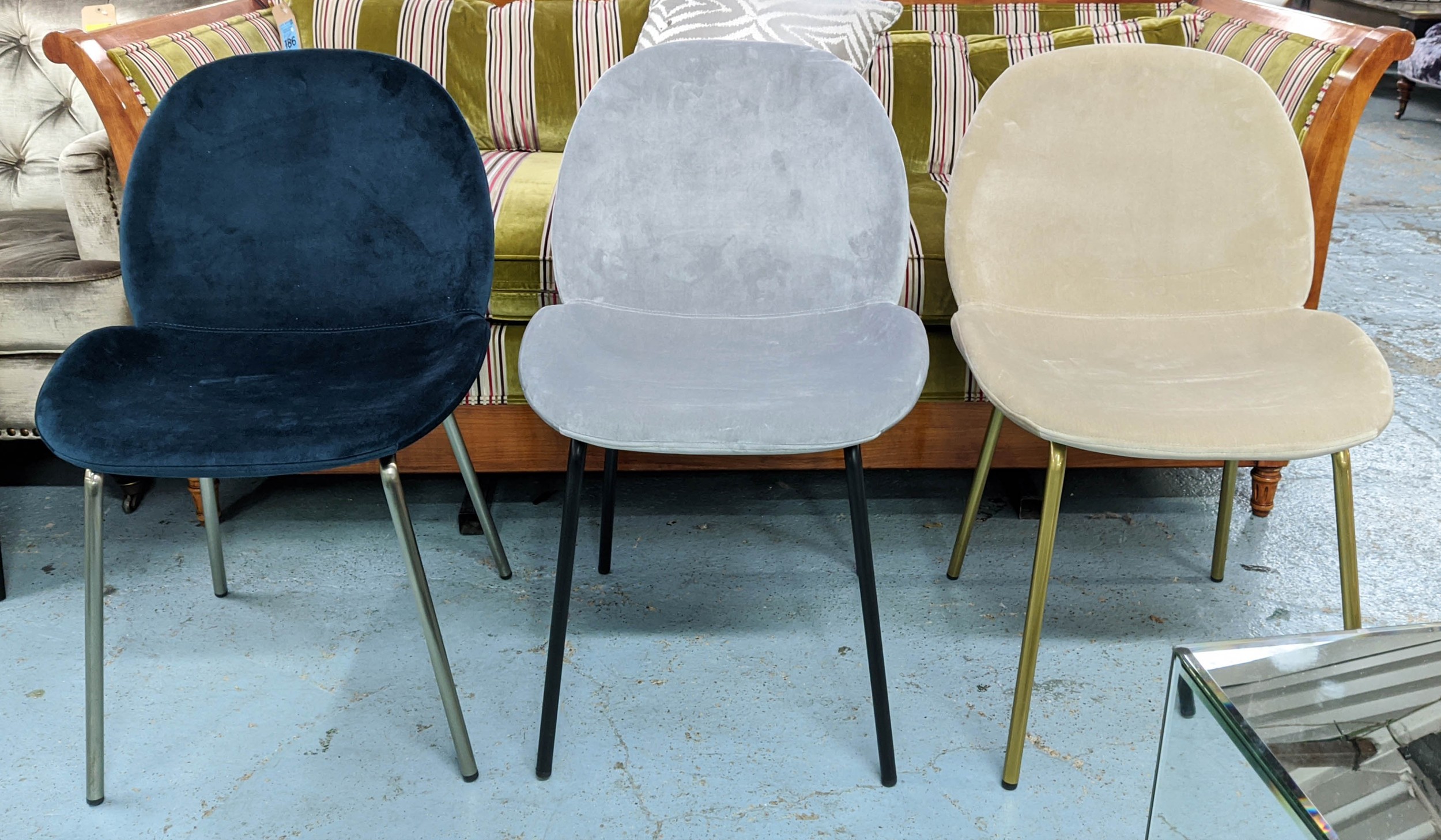 AFTER GAMFRATESI BEETLE STYLE CHAIRS, a set of six, various colours, 81cm H. (6) - Image 2 of 5