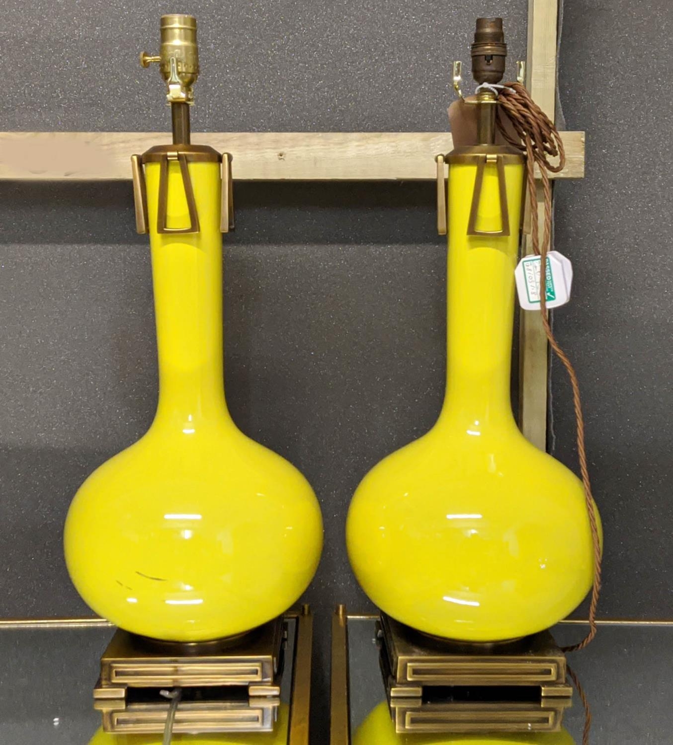 PAOLO MOSCHINO ADESSA TABLE LAMPS, a pair, citron finish, 60cm H. (2)