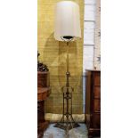 FLOOR STANDING LAMP, 208cm H in the manner of W.A.S. Benson, metal with a shade.
